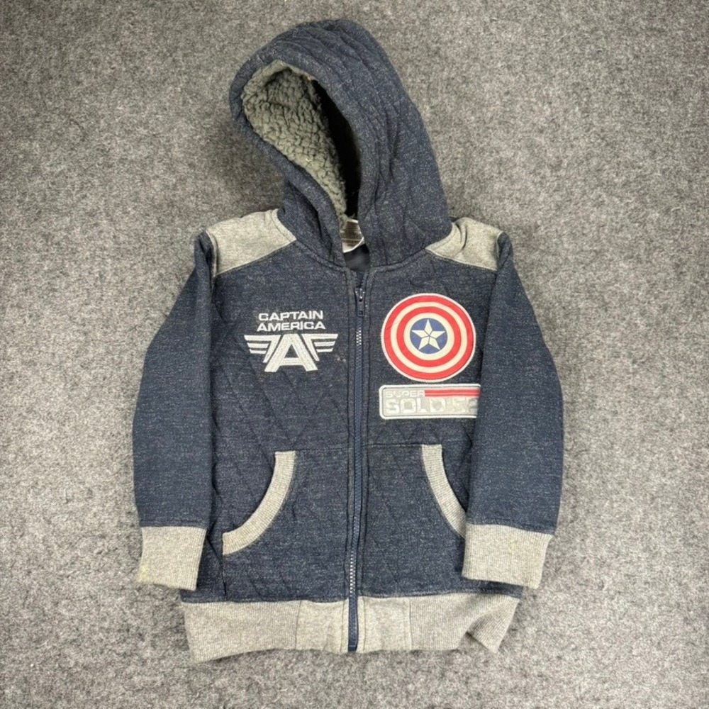 Marvel Captain America Civil War Boy's Zip Up Hoodie Size 4 Super Soldier